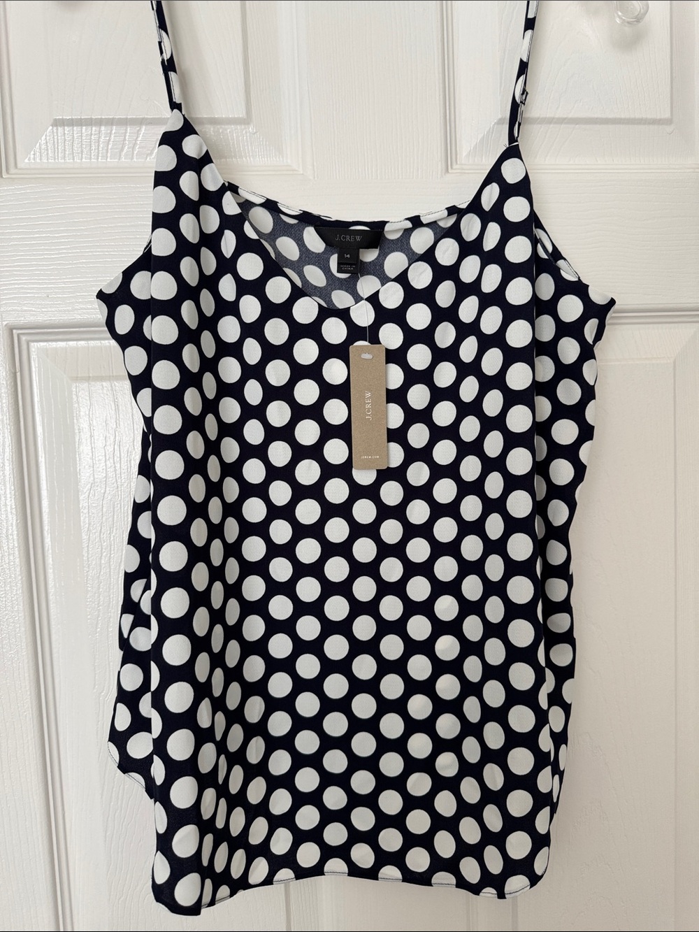 J. Crew Black & White Polka Dot Spaghetti Strap Camisole